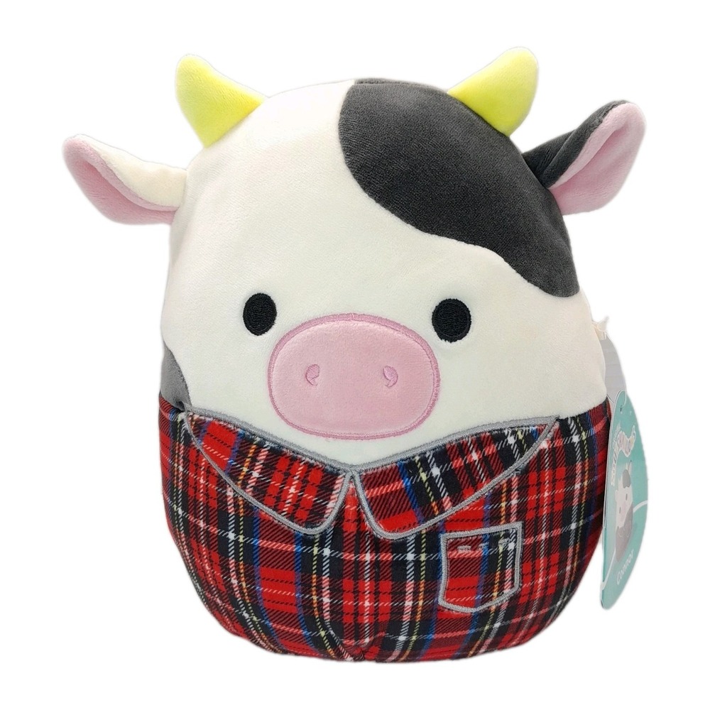 Squishmallows Connor Cow 7" Flannel Plaid Plush Stuffed Animal 2024 NWT
